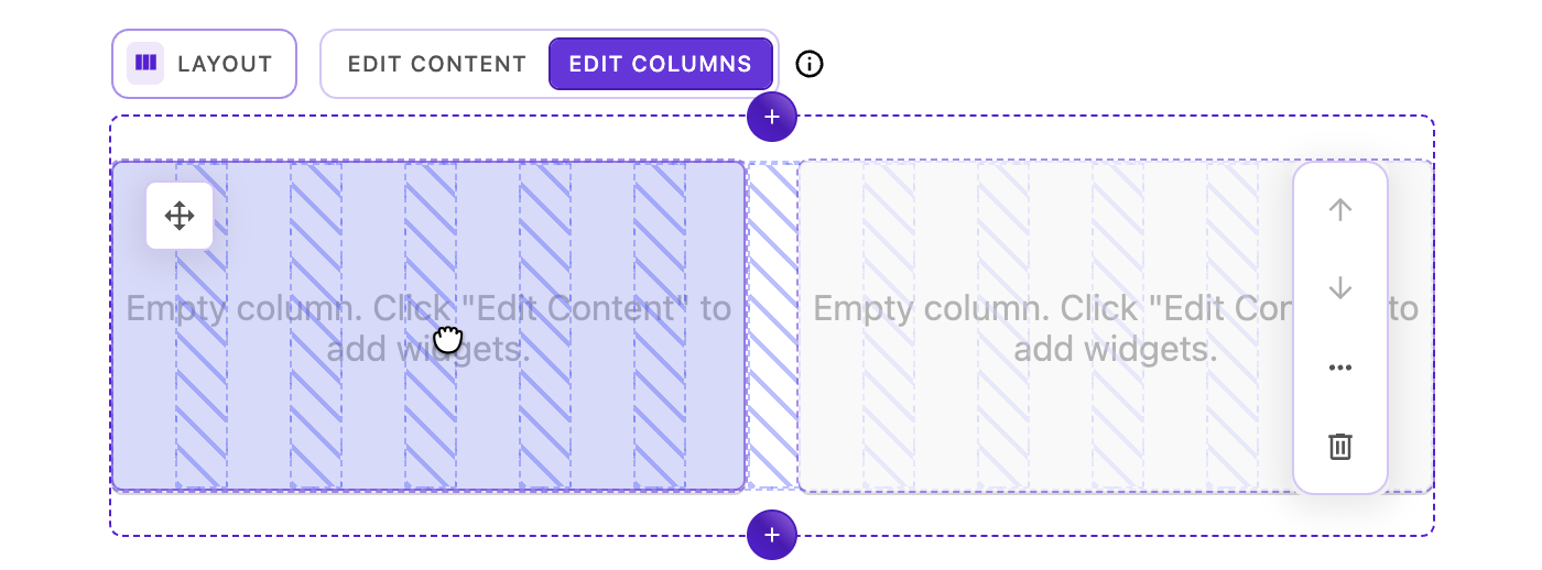 You can drag-and-drop the layout columns by directly interacting with the column or the drag icon