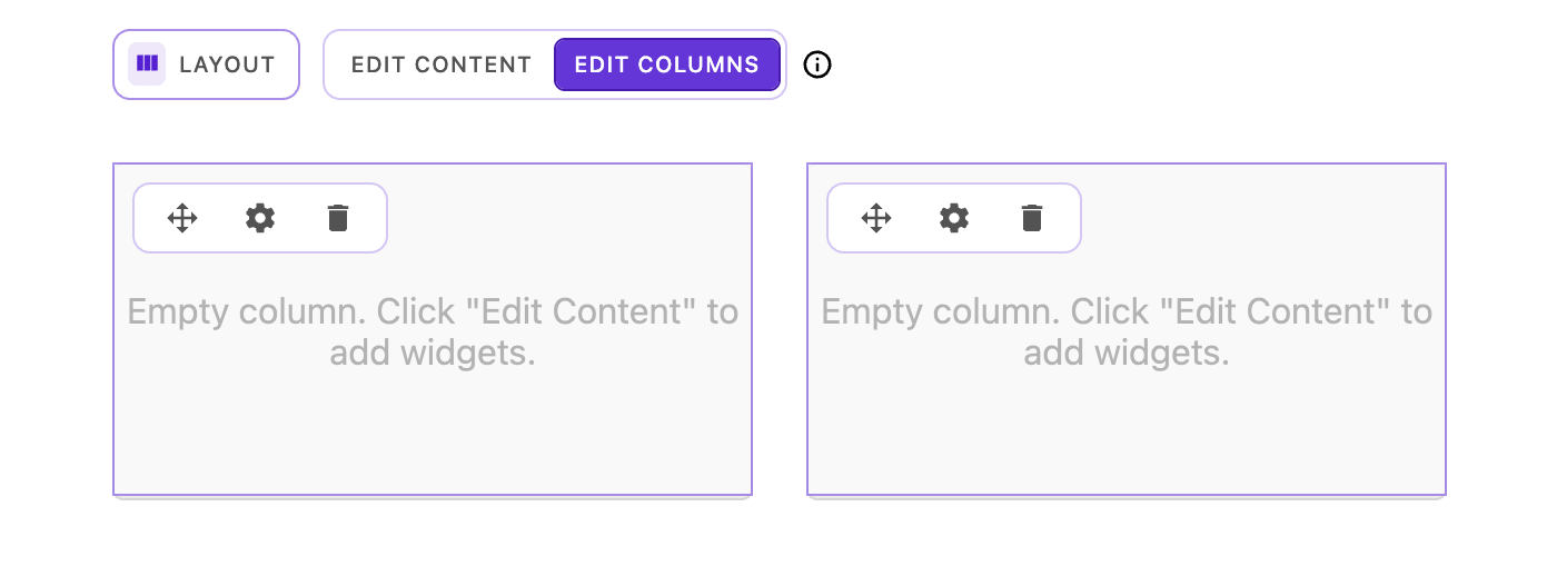 The layout widget with the "Edit columns" button selected