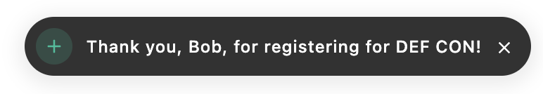 A screenshot of the resulting notification from the code example
