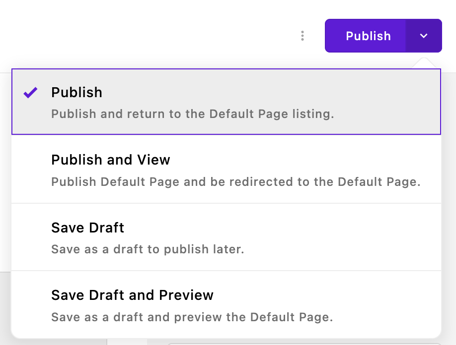 The publish button for a user with an editor role