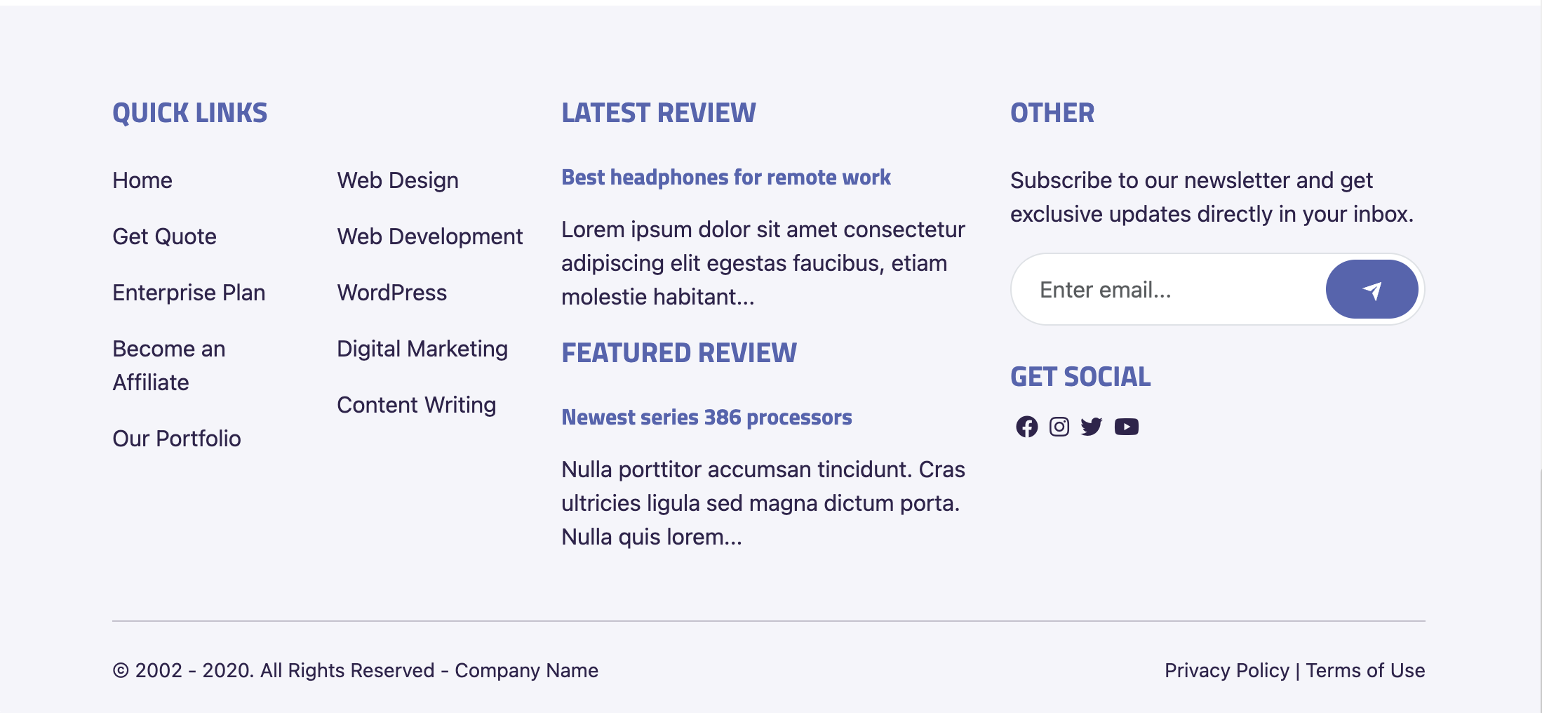 Screenshot of the footer of the POC project