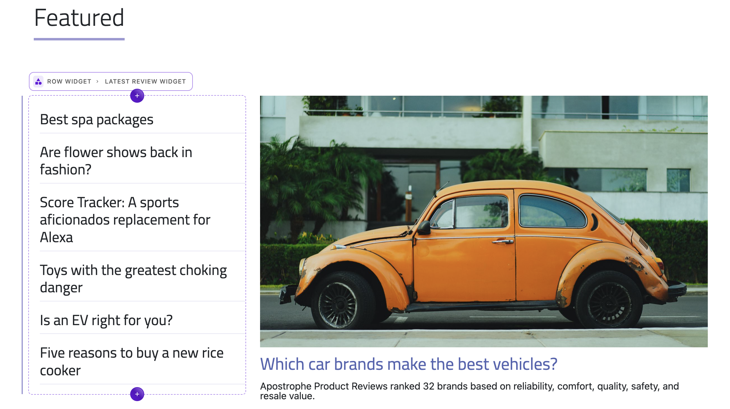 Screenshot of the POC home page with the first column of the top area highlighted