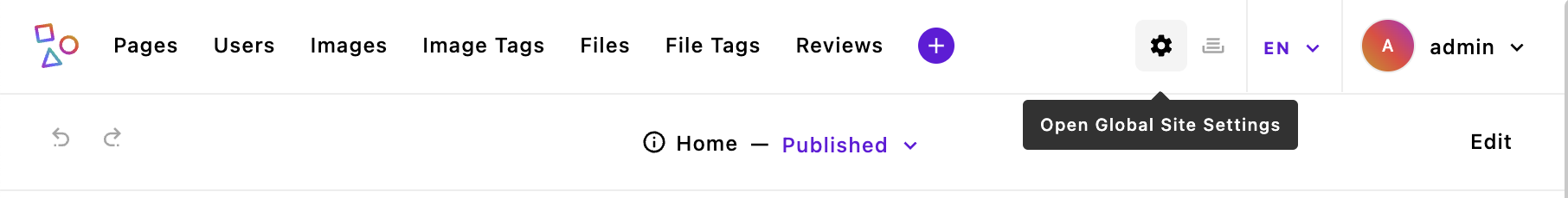 Screenshot of the global configuration menu location