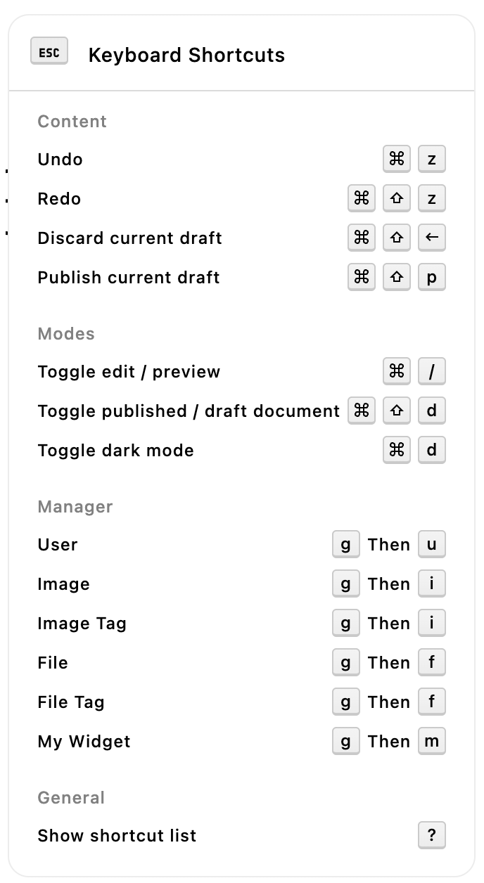 command menu with custom shortcut added to the "Modes" section