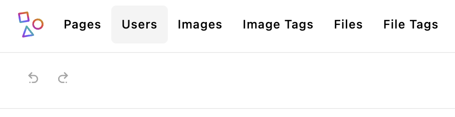 The admin menu at the top of the browser window with the Users button highlighted